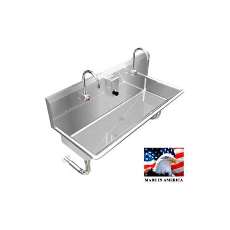 Best Sheet Metal. BSM Inc. Stainless Steel Sink, 2 Station w/Electronic Faucets, round Tube Brackets 42"L X 20"W X 8"D 021E42208R